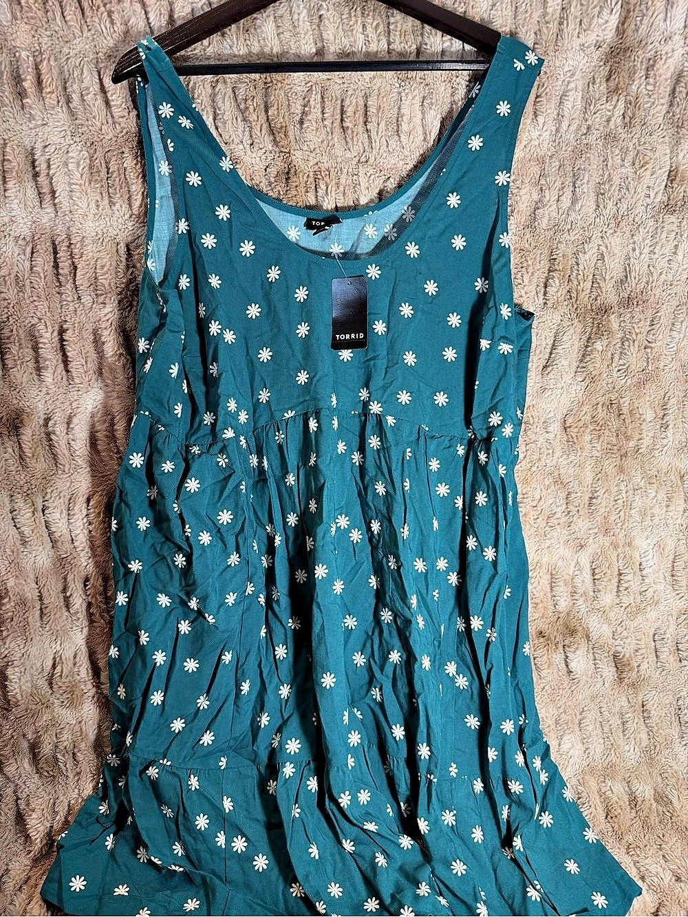 Torrid Mini Challis Tiered Tank Dress Blue & White Size 1X
